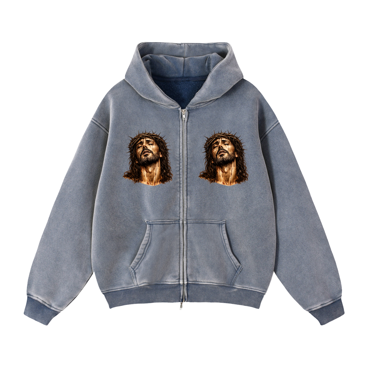 Zip-Through Boxy Fleece Hoodie