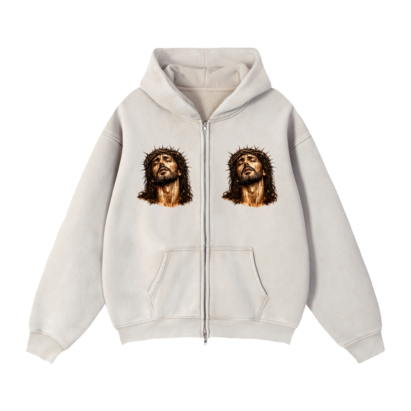 Zip-Through Boxy Fleece Hoodie