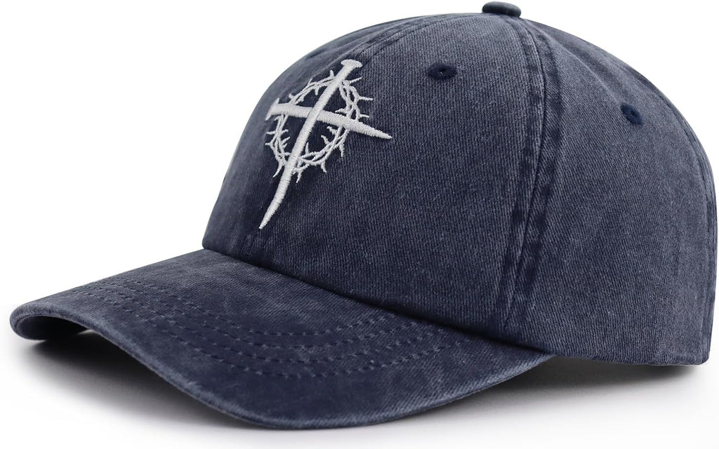 Jesus Cross Nail Hat for Men Women, Christian Religious Faith Baseball Cap