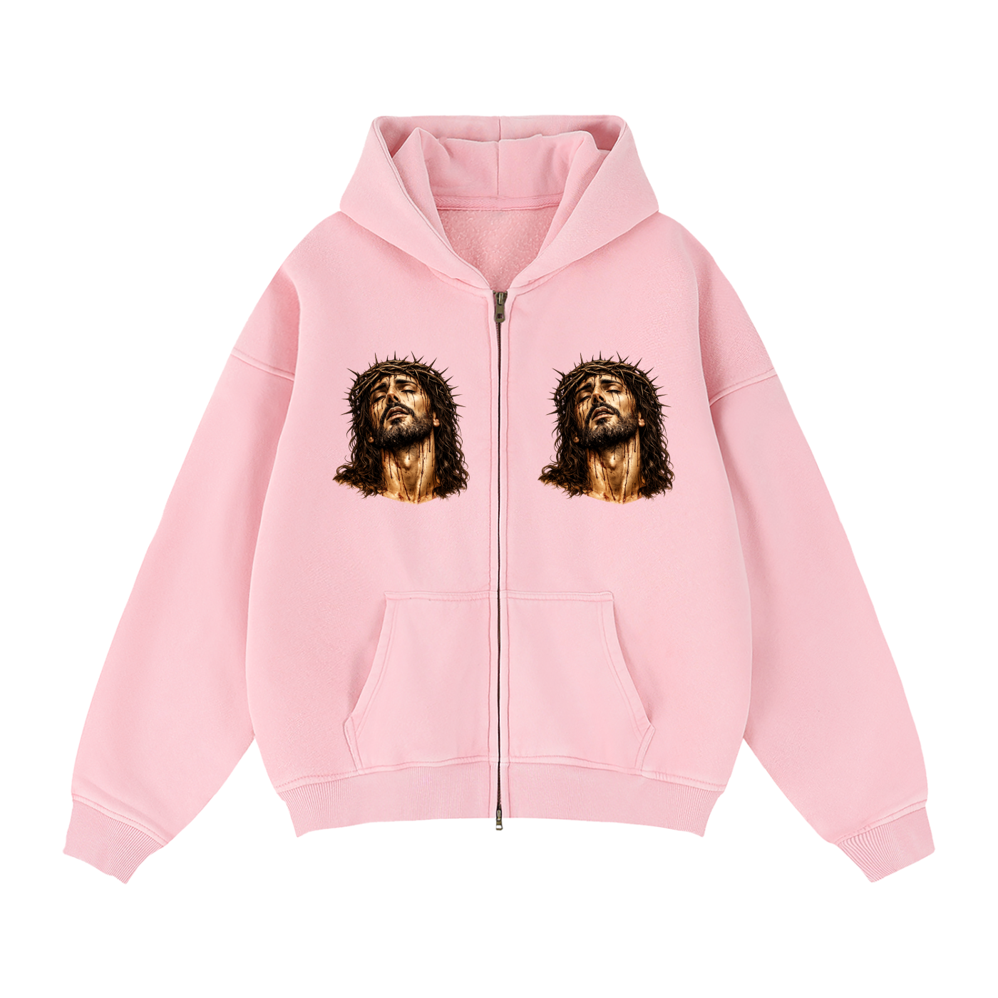 Zip-Through Boxy Fleece Hoodie