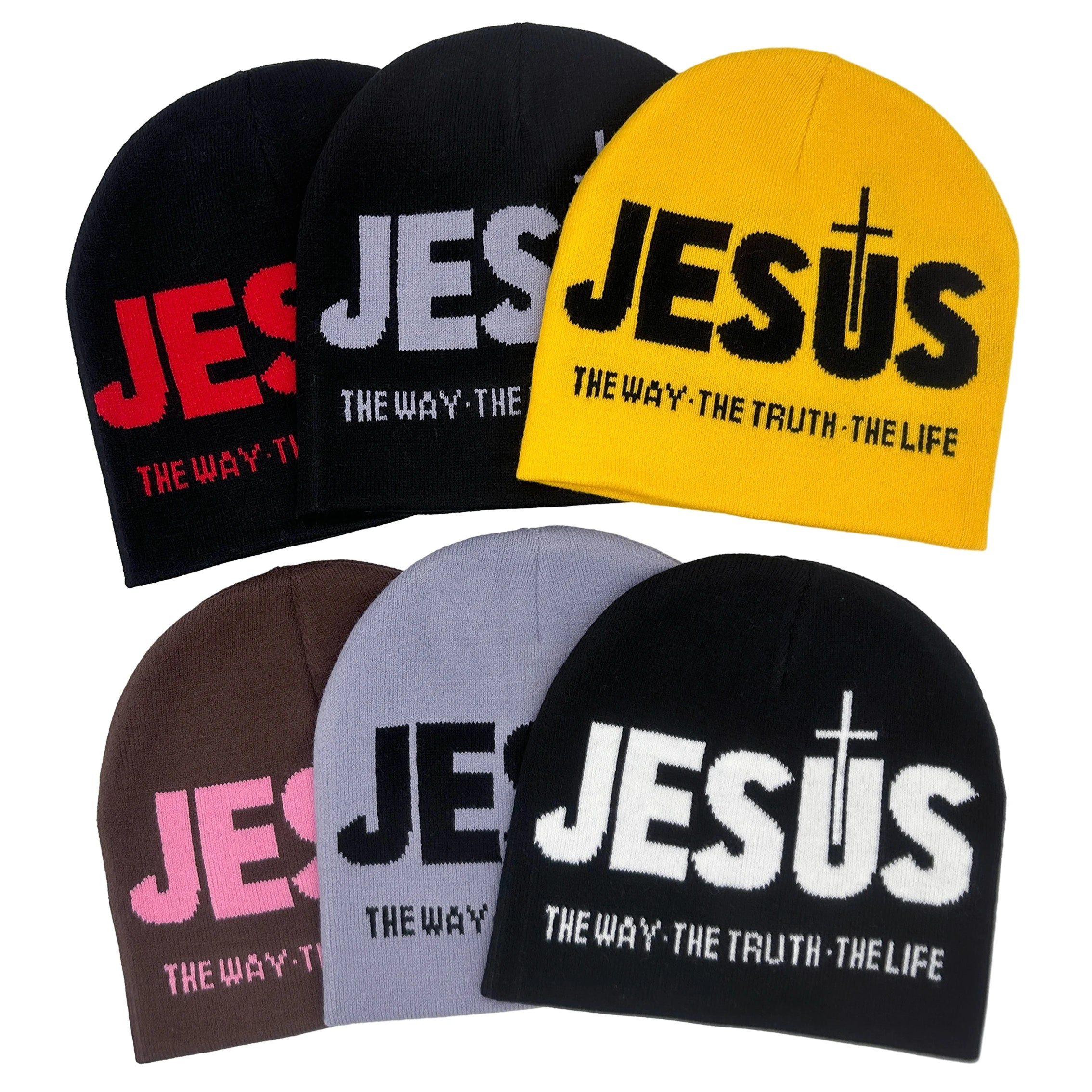 Jacquard Alphabet JESUS Knit Hat Autumn/Winter Outdoor Thermal Hat Unisex Pullover Hat