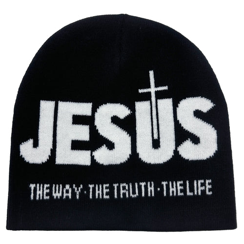 Jacquard Alphabet JESUS Knit Hat Autumn/Winter Outdoor Thermal Hat Unisex Pullover Hat