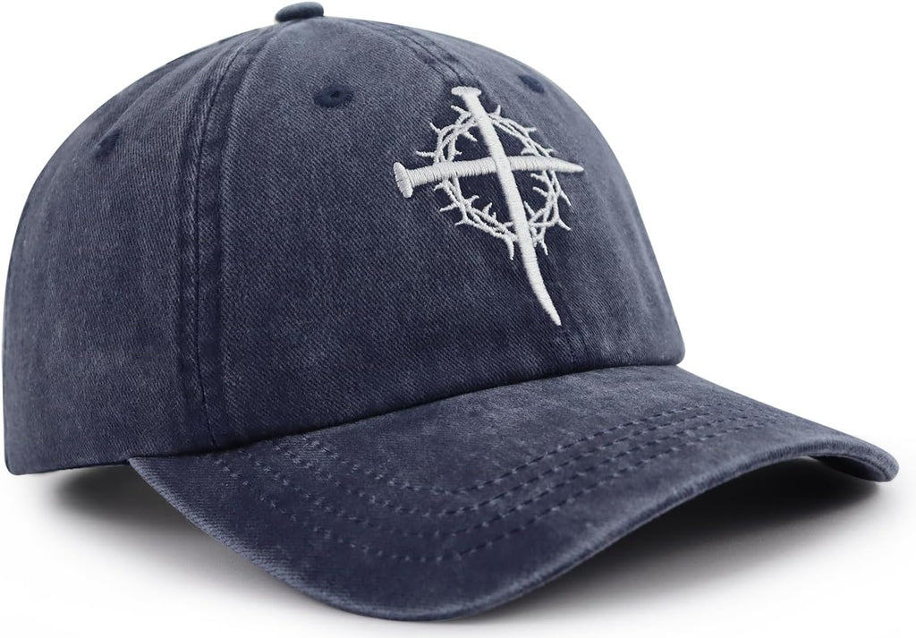 Jesus Cross Nail Hat for Men Women, Christian Religious Faith Baseball Cap